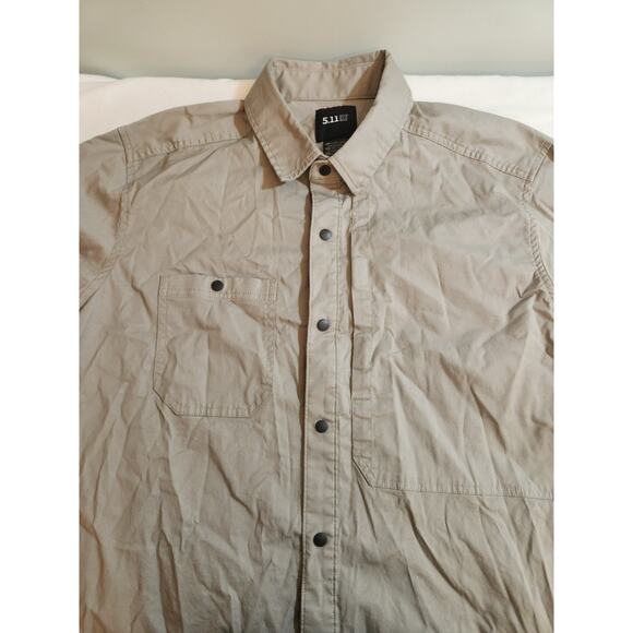 5.11 Shirt Mens XL Shirt Olive Green Long Sleeve Gorpcore Snap Leo Security - Picture 2 of 10